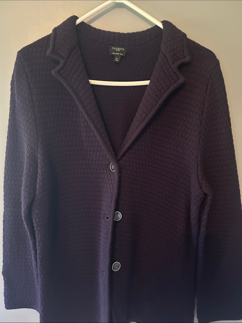 Talbots Plum Textured Knit Cardigan